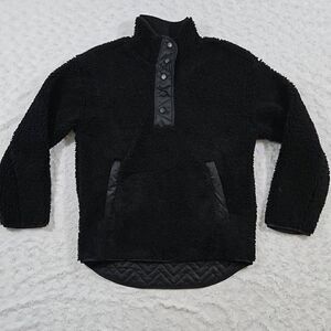 NWOT Athleta Cozy Sherpa Snap Sweatshirt Black Size Small 466888